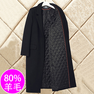 高级感小个子黑色毛呢大衣女秋冬中长款羊毛呢子外套女加厚夹棉