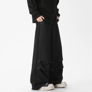 宽松直筒运动休闲长裤 ZMGEEN加绒裤 高街重磅卫裤 美式 子男秋冬季