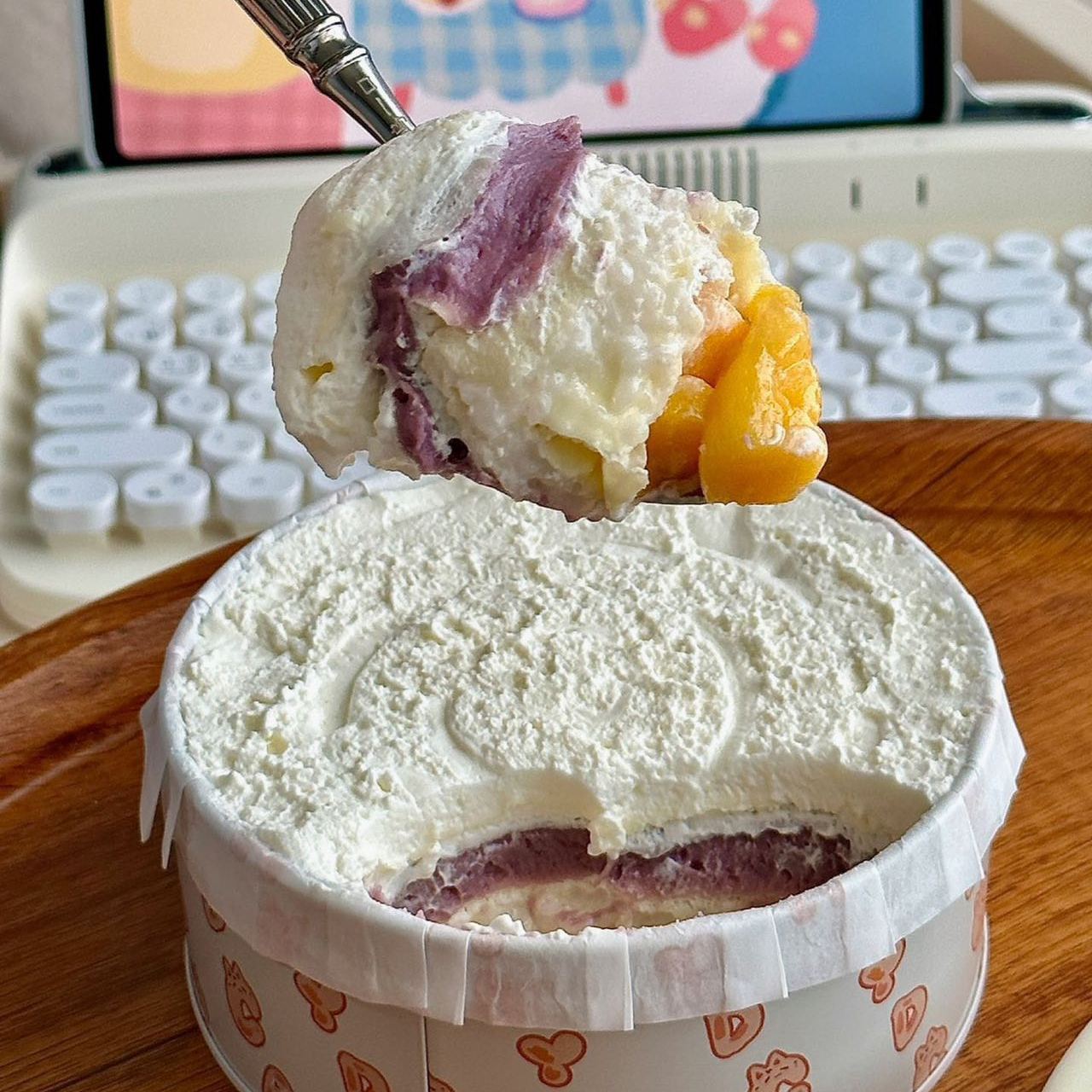 happyending芋泥芒果糯米千层蛋糕700g/罐手工现做现发顺丰包邮