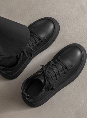 马丁靴男款加绒痞帅靴子冬季中帮皮鞋高级感休闲板鞋黑色厚底男靴