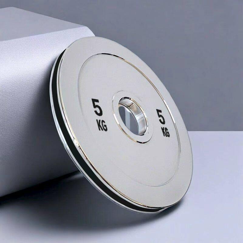 竞技纯钢电镀杠铃片大孔哑铃片奥片5cm臀桥硬拉2.5-25kg男女健身