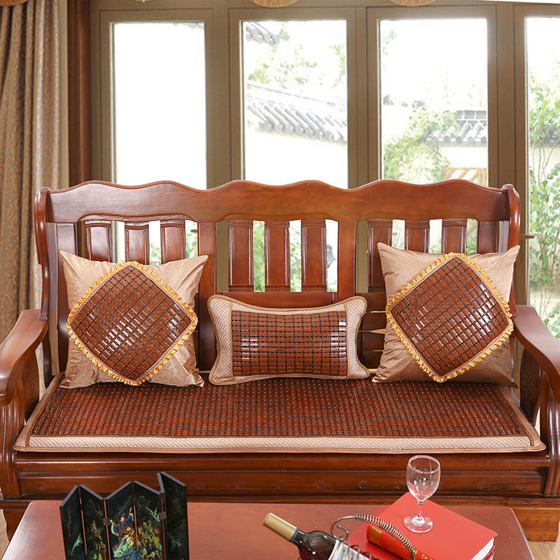 夏季麻将实木沙发垫竹凉席垫红木沙发坐垫海绵凉垫防滑夏天可定做