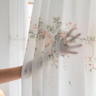 起舞弄清影绣花纱田园花神透光不透人刺绣窗纱客厅白纱垂感超好