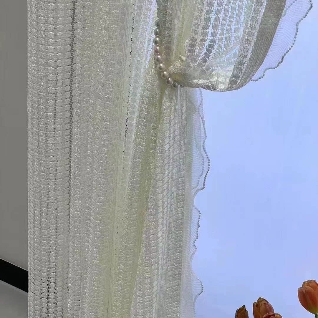 法式田园风纱帘女童房间珍珠窗纱
