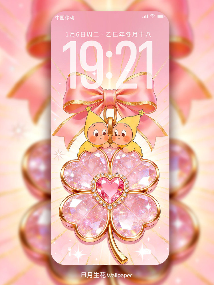 星形人动态壁纸｜四叶草爱心镶钻粉高能量手机屏保高清好运心愿图,商务/设计服务,样图/效果图销售,淘宝优惠券,粉丝福利购,淘宝优惠卷