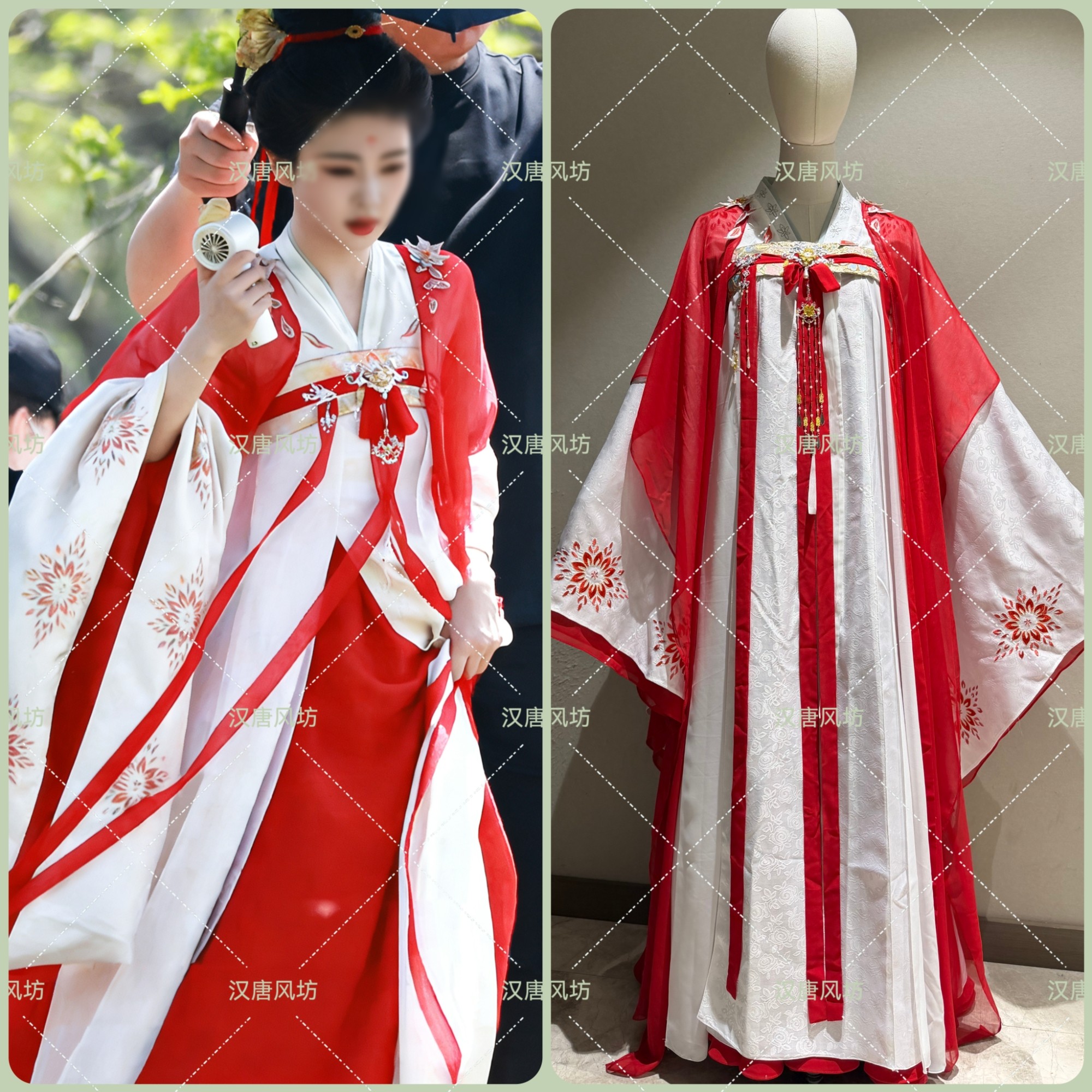 奇案唐宫青雾凤鸣白鹿李佩仪同款古装红白女装唐朝襦裙写真服COS