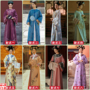 夏季清装薄款旗服北京故宫旅拍摄影写真服妃子娘娘清宫宫廷演出服