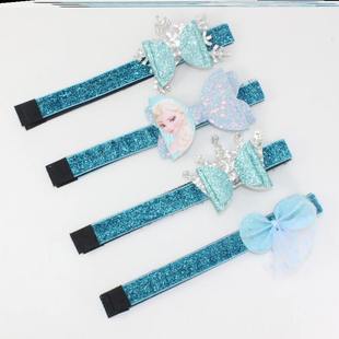 蝴蝶结刘海贴发箍头箍长魔术贴女头发 儿童发贴刘海魔术贴带钻