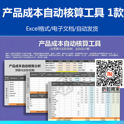 产品成本自动核算工具含预算与实际控制全自动计算Excel表格模板