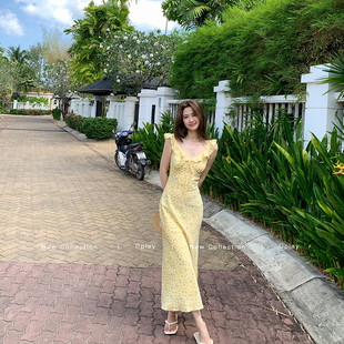 DPLAY2026春季【度假系列】海岛绝美吊带连衣裙女装多巴胺长裙子