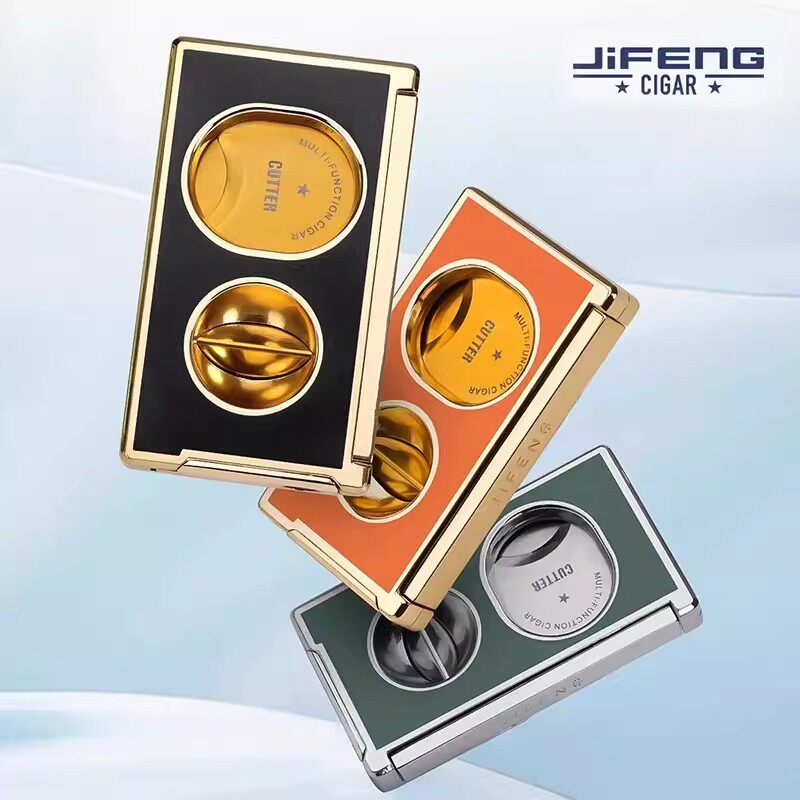 JIFENG季风高端雪茄剪钳三合一平口V形锋利便携多功能带开孔器