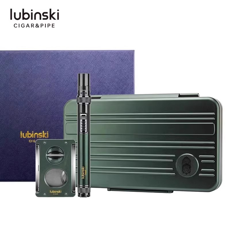 LUBINSKI雪茄盒便携雪茄剪刀打火机随身雪茄保湿盒雪茄套礼盒套装