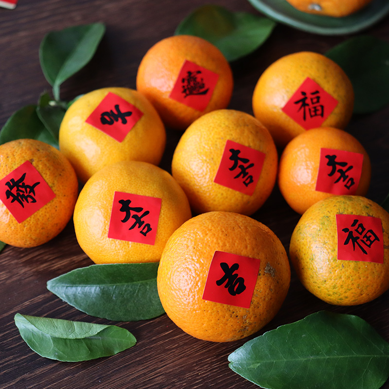 新年书法大吉贴纸吉字水果小福贴