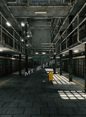 UE5虚幻5次世代废弃破旧监狱看守所游戏场景环境Modular Prison