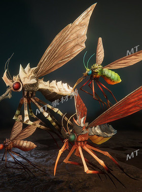UE5虚幻5次世代昆虫怪物蚊子苍蝇角色生物动画模型Mosquitos pack