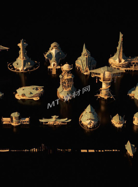 UE5.0虚幻5.0次世代风格化古代奇幻盖亚高楼特色游戏建筑模型gaea