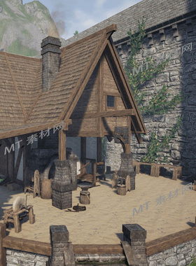 UE5.0虚幻5.0卡通风格化铁匠铺游戏环境场景Blacksmith Forge