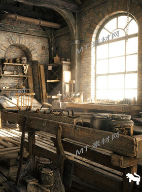 Godot戈多次世代中世纪室内商店游戏场景Carpenters Work shop