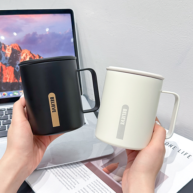 极简咖啡杯316不锈钢保温杯办公室手柄马克杯男女士家用泡茶水杯