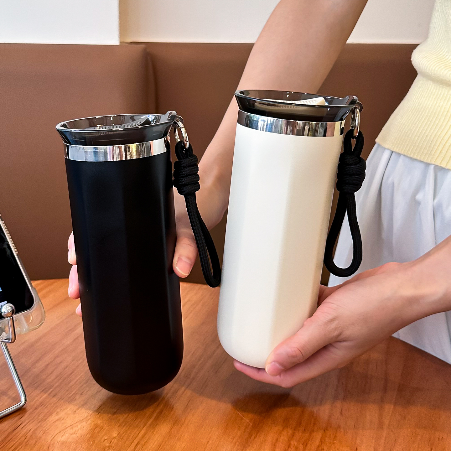 极简保温杯男女士商务办公室咖啡杯车载便携保冷水杯学生双饮杯子