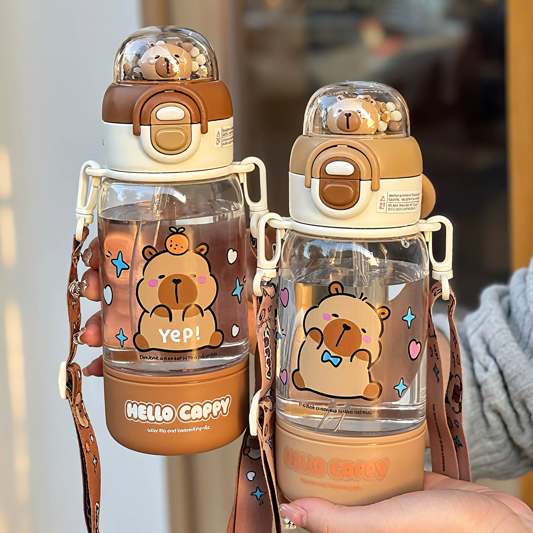 卡皮巴拉儿童水杯2026新款男女孩上学专用吸管杯防摔斜跨塑料杯子,餐饮具,吸管杯,淘宝优惠券,粉丝福利购,淘宝优惠卷