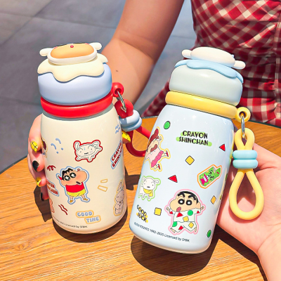 蜡笔小新保温杯2025新款高颜值儿童水壶上学专用便携男女学生水杯
