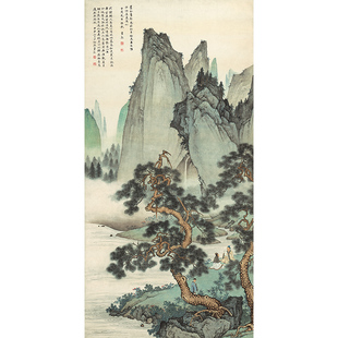 陈少梅松泉图 近代山水国画高清中式茶楼玄关装饰古画画芯