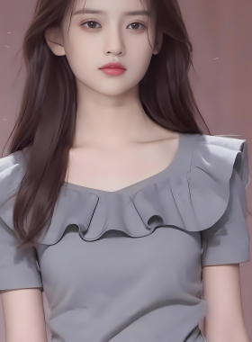 法式独特小上衣灰色荷叶边方领短袖女夏显瘦正肩t恤别致绝美小衫