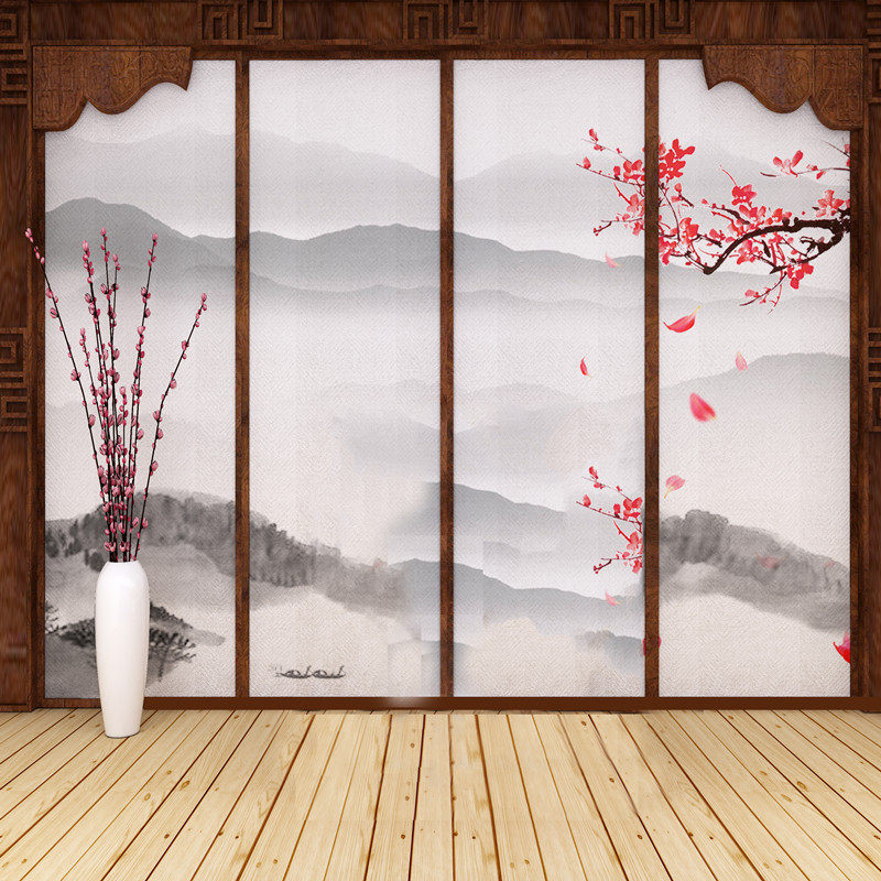 26新中式直播间装饰背景墙布淘宝服装饰品道具拍摄3d立体高清背景