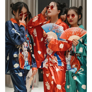 国潮睡衣晨袍女新娘婚礼大码睡衣夏季薄款搞怪结婚闺蜜团伴娘装