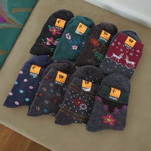 高筒运动袜 羊绒袜加厚中筒羊毛袜男超厚袜子男式 10双装 秋冬男士