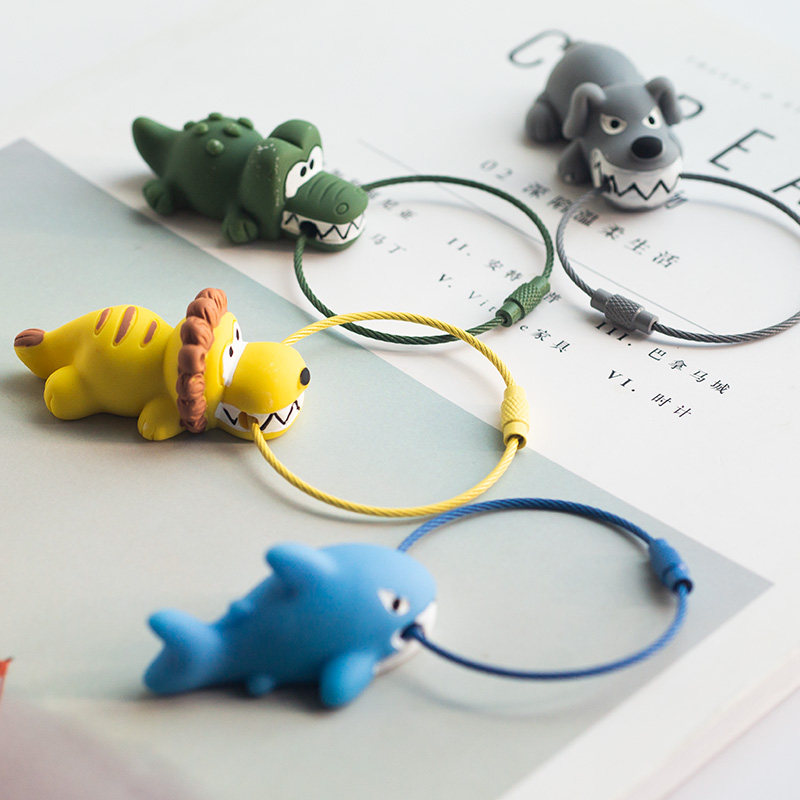 ins创意可爱凶猛龇牙动物钥匙扣动漫卡通背包汽车钥匙圈环挂饰