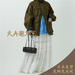 大A逛东京CHAOS日本代购 棉麻混纺高腰百褶半身裙2色