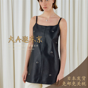 6折大A逛东京Edition日本代购 羊皮吊带金属洞洞连衣裙