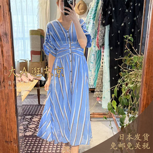 大A逛东京ne quittez pas日本代购 棉质条纹连衣裙3色