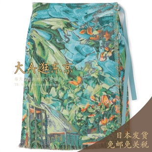 大A逛东京caban日本代购 彩绘印花包裹半身裙日本制