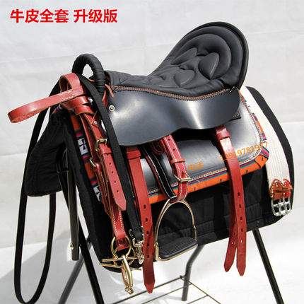 头层纯牛皮软座马鞍带全套配件游客鞍整套软马鞍骑乘舒适