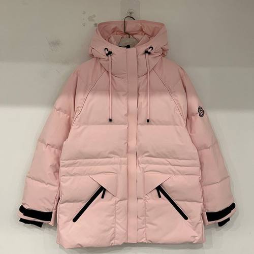 2025冬季新款欧货连帽收腰户外防风中长款白鸭绒羽绒服女现货