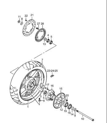 GSX250R后轮圈后轮毂后轮胎后轮轴螺母后轮衬套后链轮后制动盘