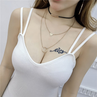 上衣厂家直销 莫代尔打底衫 新款 双肩带细吊带背心女性感V领修身