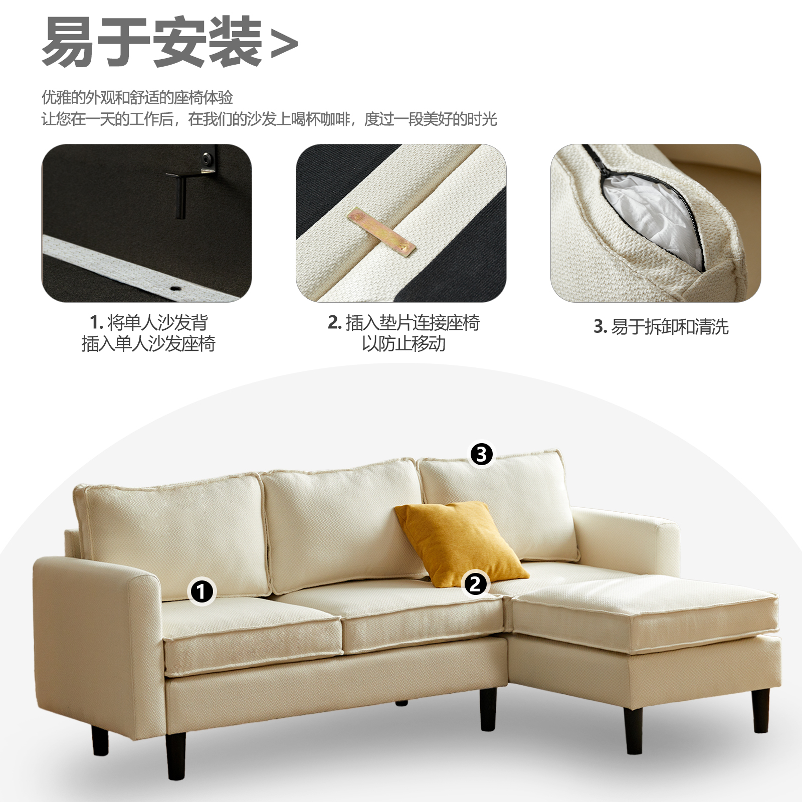 欧式布艺沙发客厅现代简约小户型卧室双三人简易出租房办公小沙发