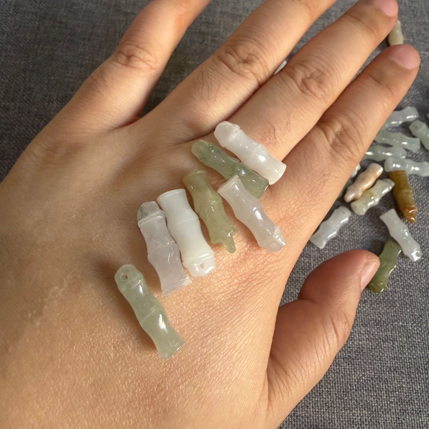 糯冰竹节翡翠吊坠 天然缅甸A货玉石小竹子DIY配饰 个性节节高升礼