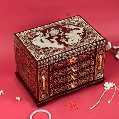 螺钿镶嵌首饰盒非遗推光漆器妆奁