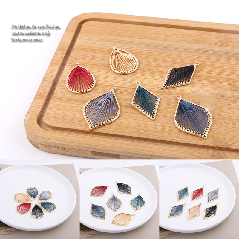 diy饰品配件精美手编镂空叶子水滴菱形耳环项链手链手作材料挂件