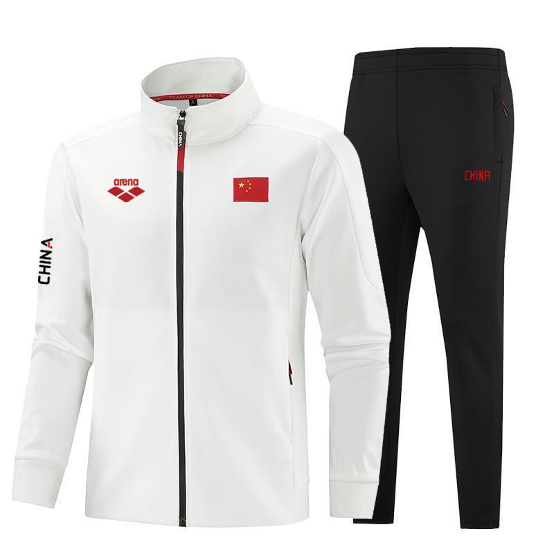 男女游泳运动套装休闲外套长裤套装青少年国旗运动装
