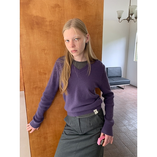 葵扇黄 套头针织毛衣槿紫 Softruler羊绒「保温系列」V neck经典