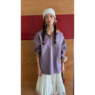 Softruler 纯棉「防风锁温」功能夹克连帽罩衫 藏蓝/槿紫