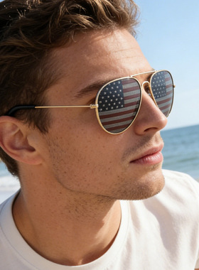 保罗雷朋官网3025美国国旗独立日太阳镜蛤蟆墨镜男金属双梁经典复