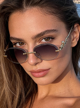 保罗雷朋官网2026春季新款太阳镜无框切边豹子头墨镜户外旅行 防