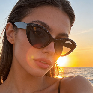 保罗雷朋官网2025新款 铆钉墨镜女潮流欧美网红街拍 猫眼太阳镜个性